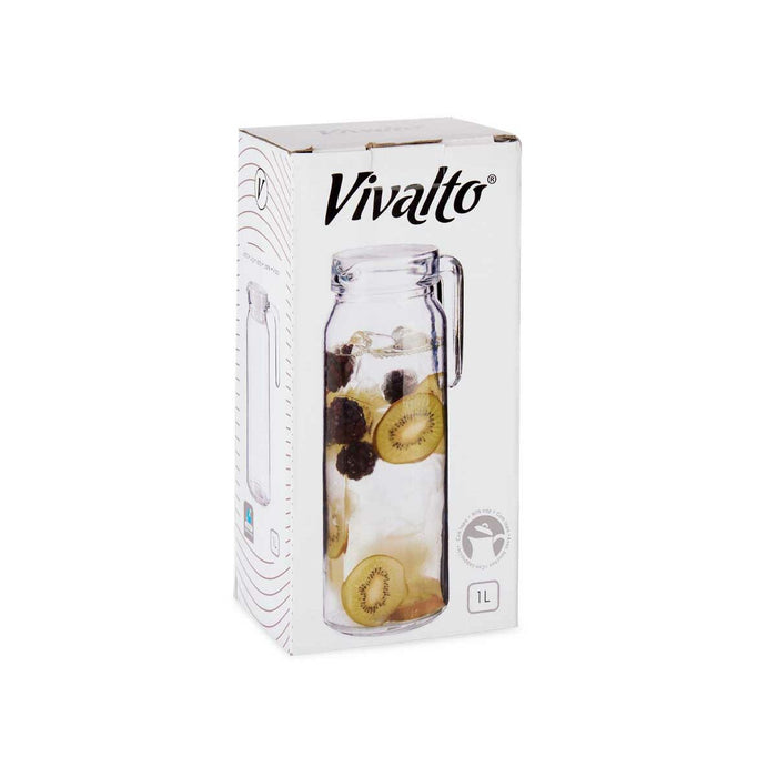 Carafă cu Capac și Dozator Alb Transparent Plastic 1 L (12 Unități)