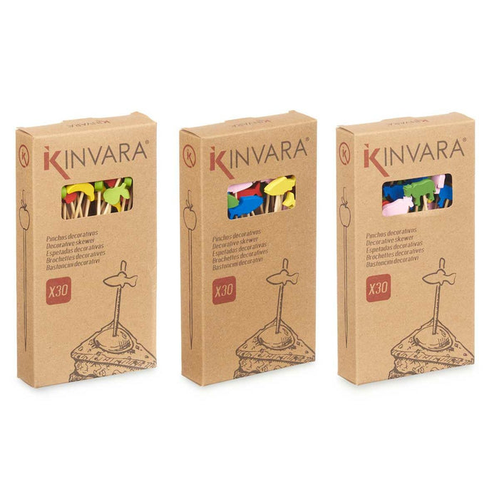 Set de frigărui pentru grătar Așchie Decorat Bambus 2,5 x 0,4 x 12,5 cm (24 Unități)