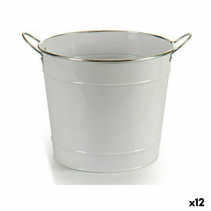 Ghiveci Cub Alb Argintiu Zinc 34,8 x 23 x 27,8 cm (12 Unități)