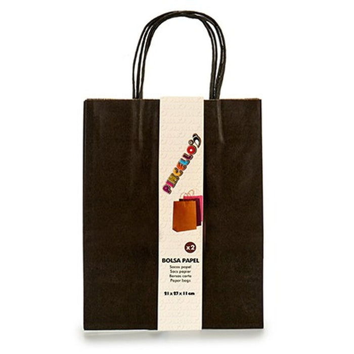 Set de Genți Hârtie Negru 11 x 36 x 21 cm (12 Unități)