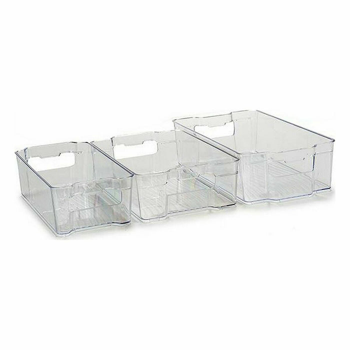 Set de tăvițe pentru organizare Frigider 3 Piese Transparent Plastic (4 Unități)