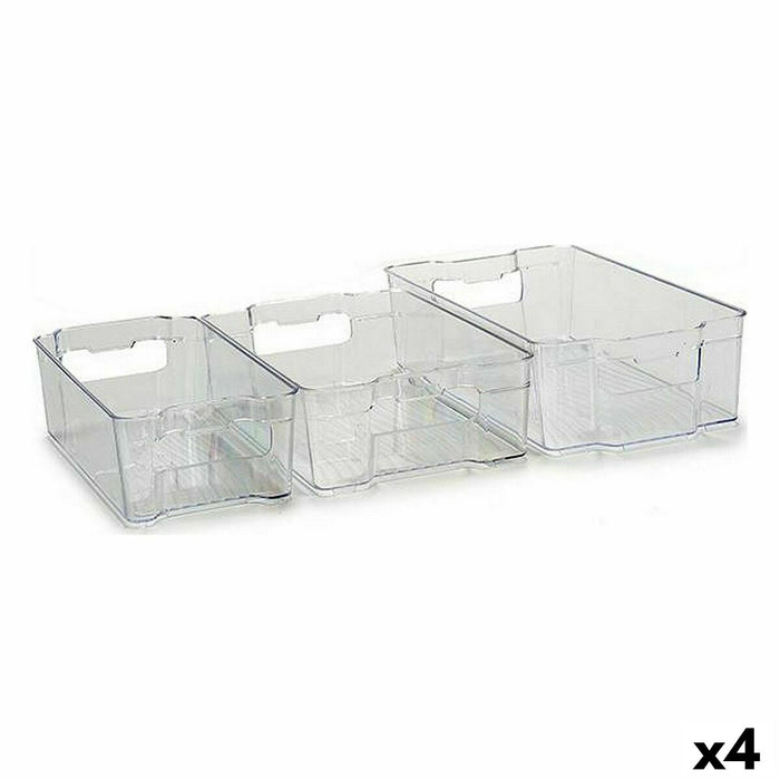 Set de tăvițe pentru organizare Frigider 3 Piese Transparent Plastic (4 Unități)