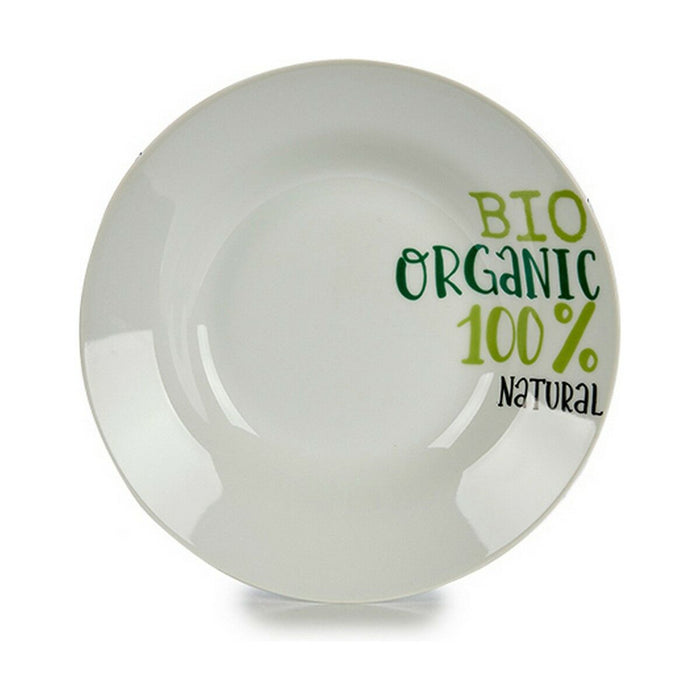 Farfurie Adâncă Organic Alb Verde Ø 20,6 cm Porțelan (10 Unități)