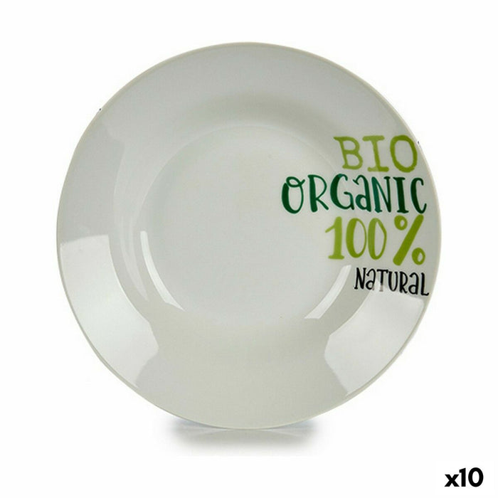 Farfurie Adâncă Organic Alb Verde Ø 20,6 cm Porțelan (10 Unități)