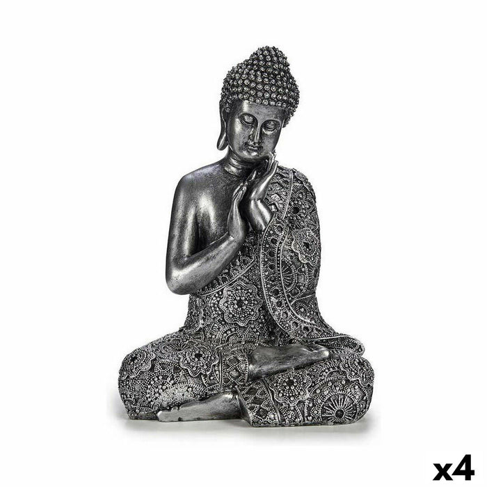 Figură Decorativă Buda Stând Argintiu 22 x 33 x 18 cm (4 Unități)