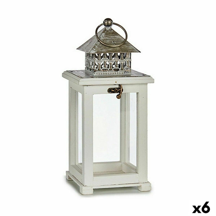Lucerna Alb Argintiu Lemn Metal 13 x 29 x 13 cm (6 Unități)