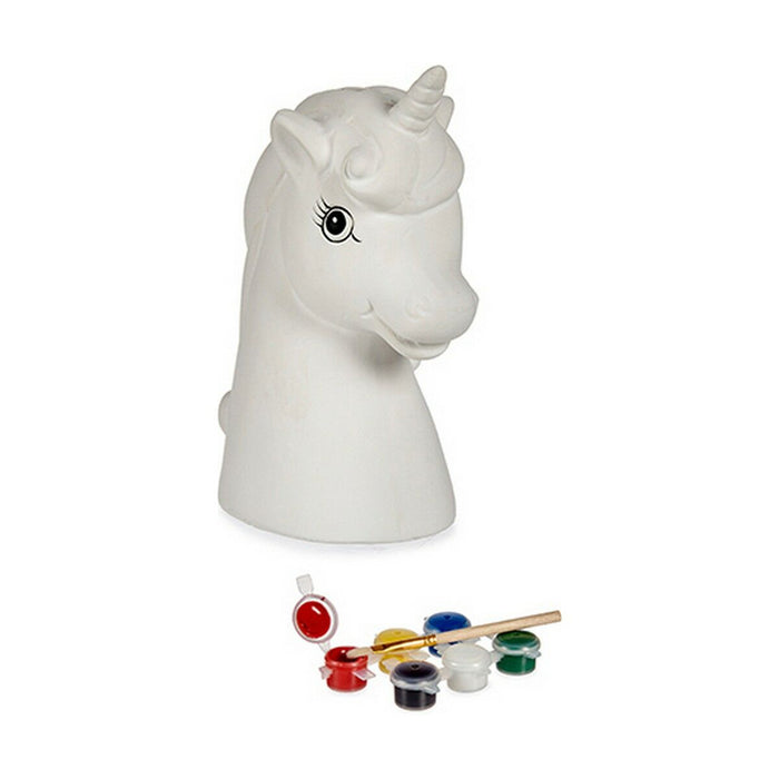 Piggy Bank pentru vopsit Unicorn Ceramică 10 x 14,5 x 8,5 cm (12 Unități)