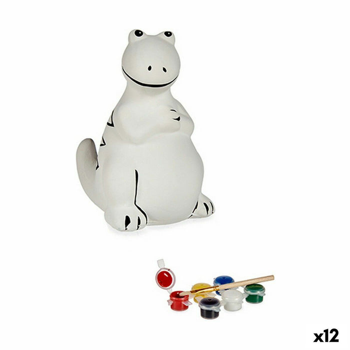Piggy Bank pentru vopsit Dinozaur 8,5 x 13,2 x 11 cm Ceramică (12 Unități)