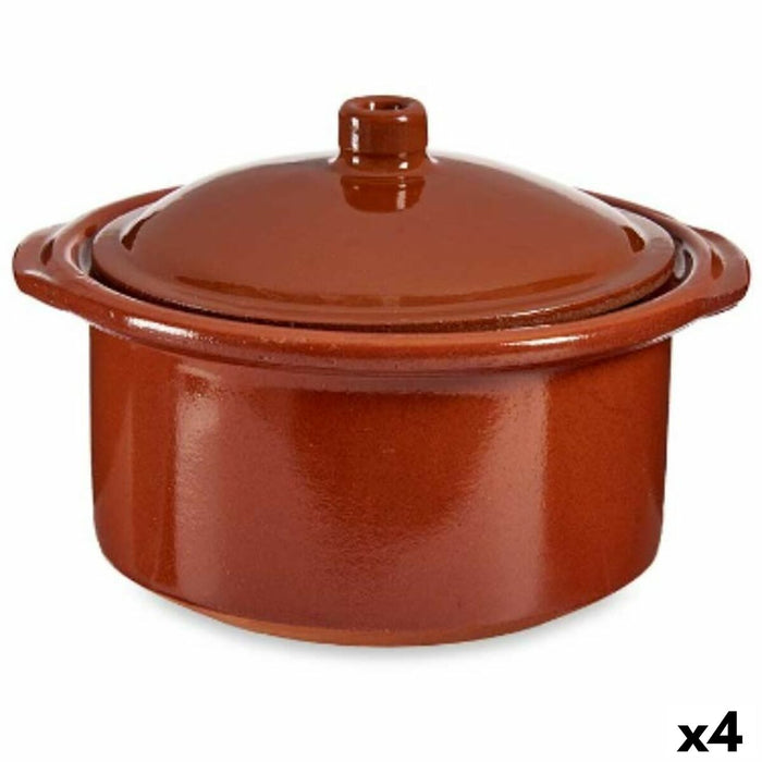 Oală cu capac Argilă arsă 1,5 L 22 x 14,5 x 20 cm (4 Unități)