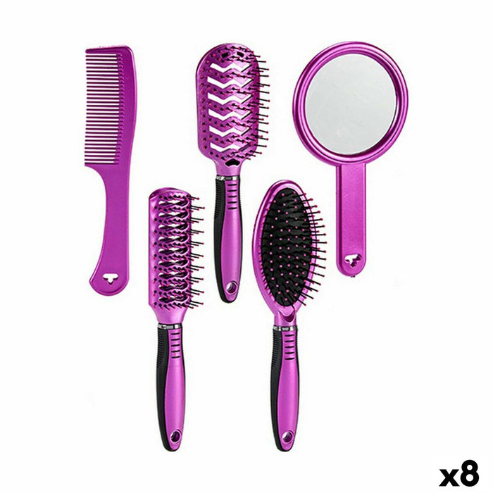 Set de pieptene / perii Mov Plastic (8 Unități)