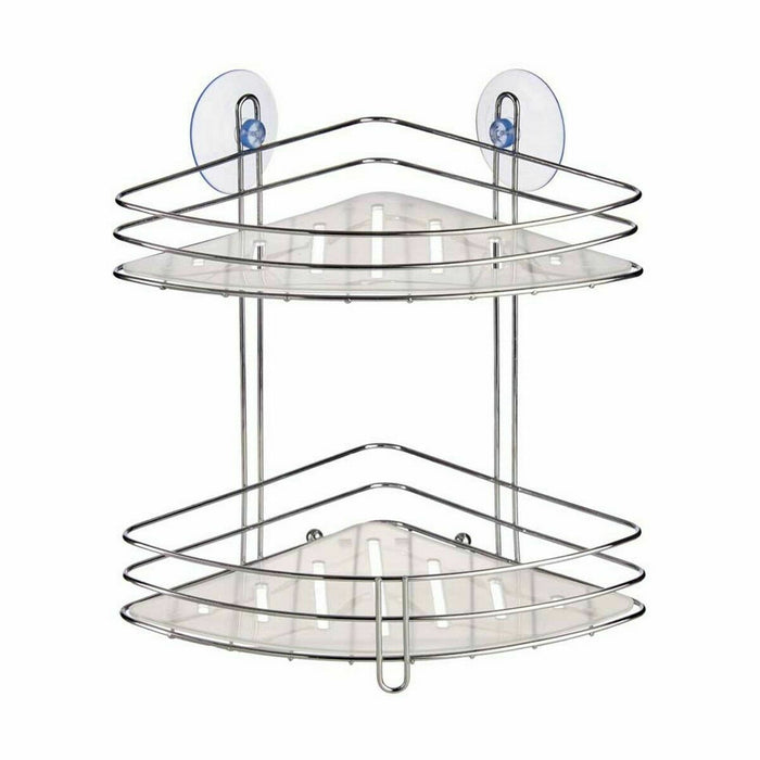 Etajeră de Colț Duș Transparent Crom Plastic 26,9 x 26,5 x 19,8 cm (6 Unități)