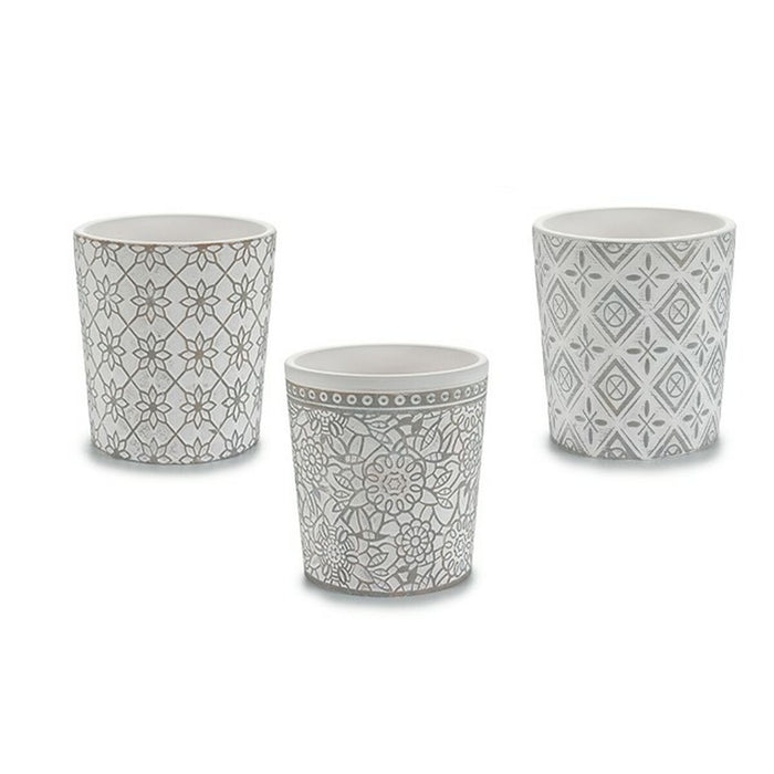 Ghiveci Model Alb Gri Ceramică 12,3 x 12 x 12,3 cm (144 Unități)