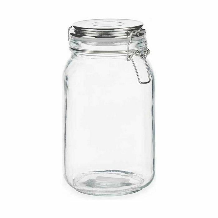 Borcan Închidere ermetică Transparent Argintiu Sticlă 1,5 L 13 x 20 x 11,3 cm (12 Unități)
