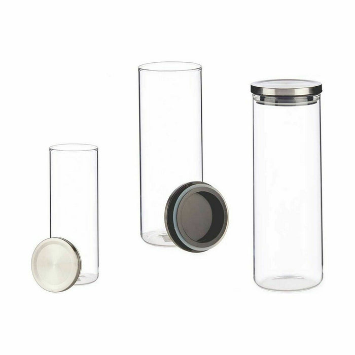 Borcan Închidere ermetică Argintiu Metal polipropilenă 1,7 L 10,2 x 28 x 10,2 cm (12 Unități)