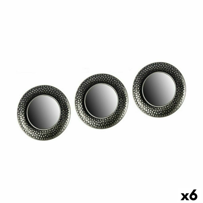 Set de Oglinzi Negru Argintiu Plastic Oglindă 24,5 x 3 x 24,5 cm (6 Unități)