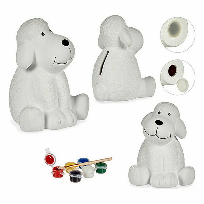 Piggy Bank pentru vopsit Câine Ceramică 11 x 12,5 x 10,8 cm (12 Unități)