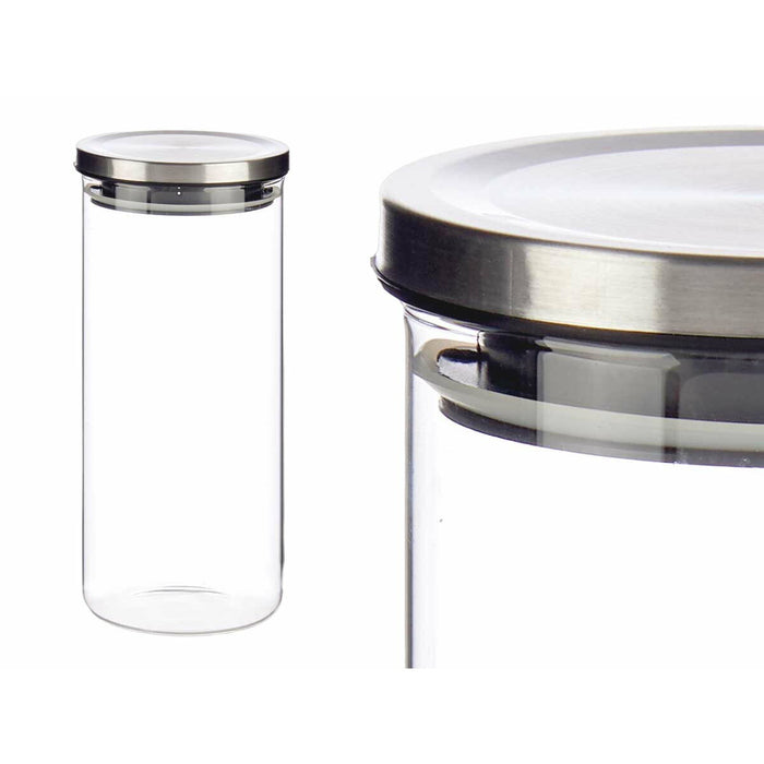 Borcan Închidere ermetică Argintiu Silicon Oțel 1,3 L 10,2 x 22,8 x 10,2 cm (12 Unități)