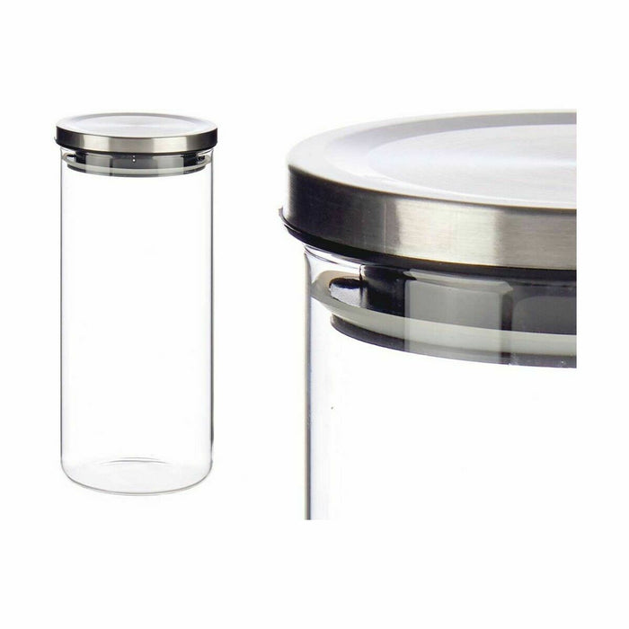 Borcan Închidere ermetică Argintiu Silicon Oțel 1,3 L 10,2 x 22,8 x 10,2 cm (12 Unități)