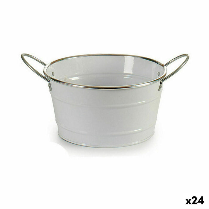 Ghiveci Cub Alb Argintiu Zinc 27,5 x 10,5 x 20 cm (24 Unități)