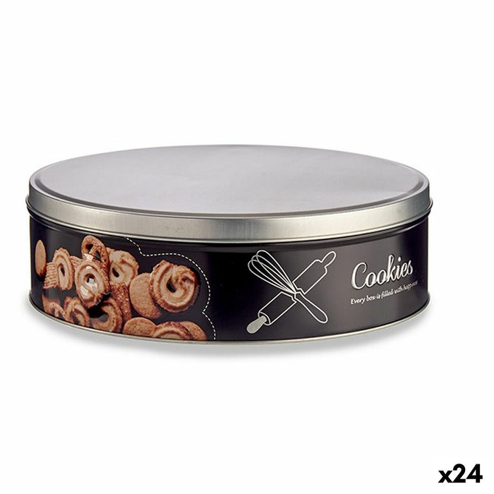 Cutie pentru biscuiți și prăjituri Negru Metal 22,5 x 6,5 x 22,5 cm (24 Unități)