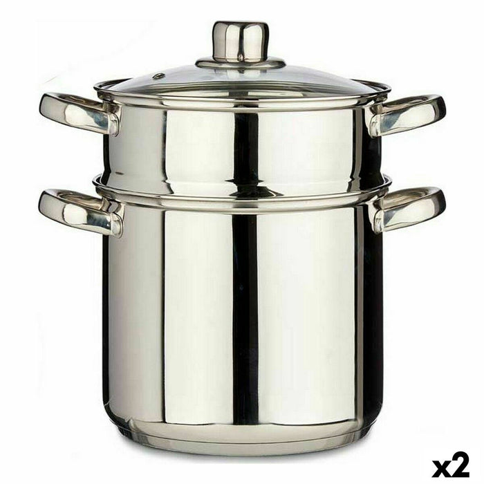 Steamer cu caserolă Sticlă 6 L (2 Unități)