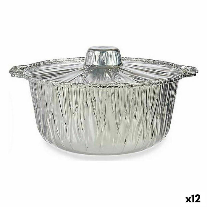 Set de vase de bucătărie De unică folosință Tigaie Cu Capac Aluminiu 29 x 26 x 12 cm (12 Unități)