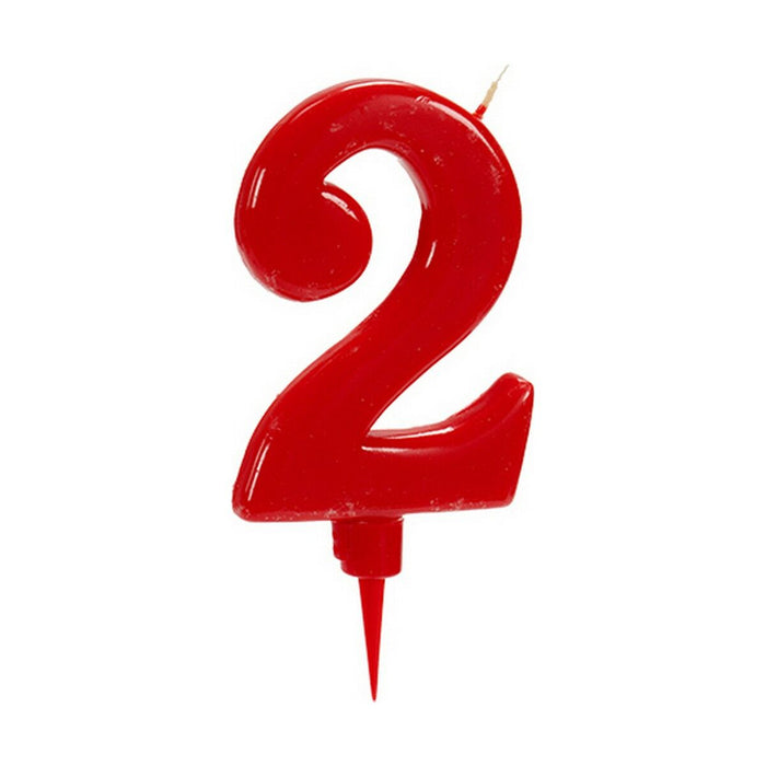Lumânare Roșu Aniversare Numere 2 (12 Unități)