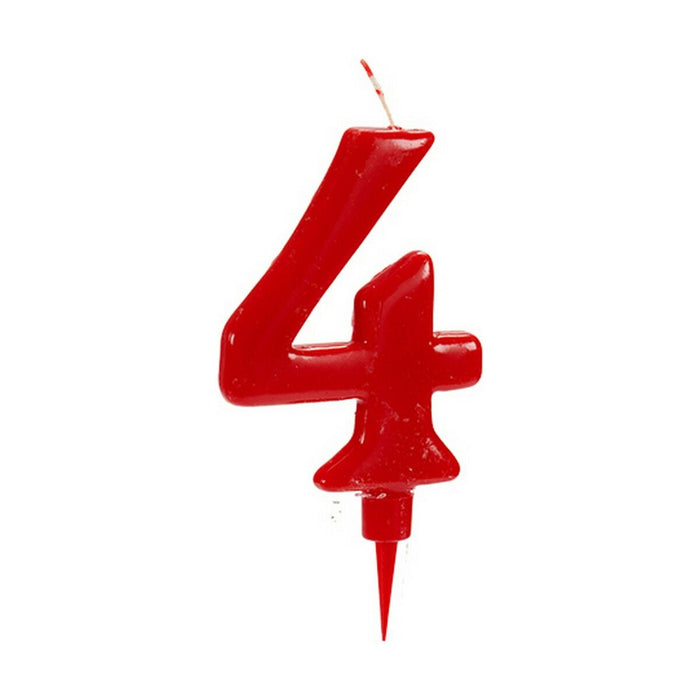 Lumânare Roșu Aniversare Numere 4 (12 Unități)