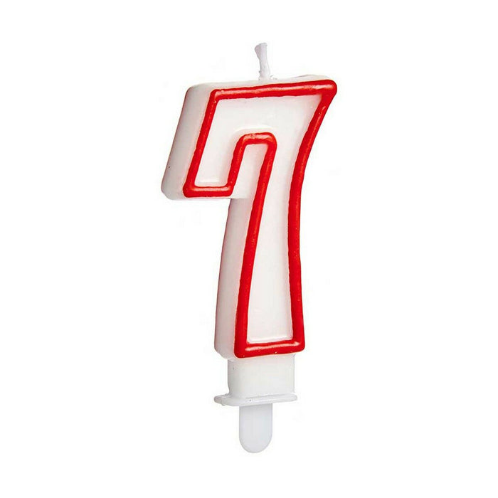 Lumânare Aniversare Numere 7 Roșu Alb (12 Unități)