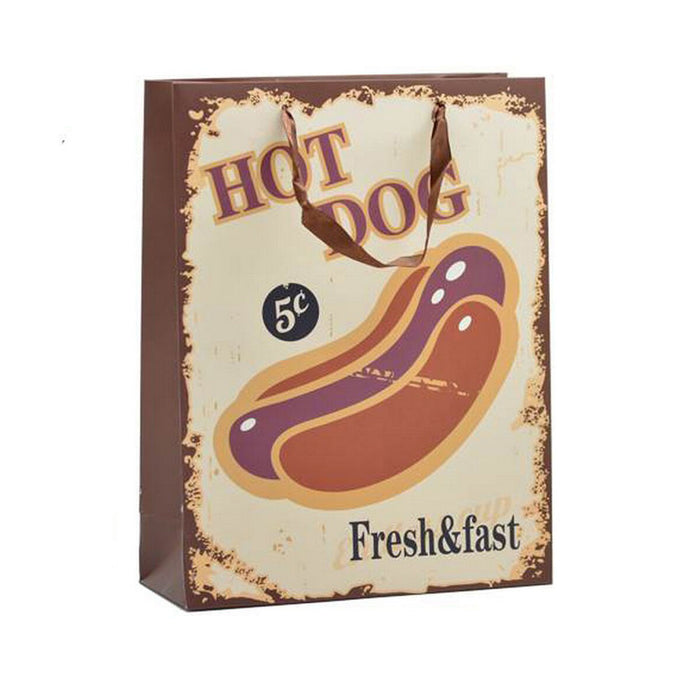 Pungă din Hârtie Hotdog & Coffee 10 x 33 x 25,5 cm (12 Unități)