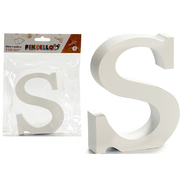 Literă S Alb Lemn 2 x 16 x 14,5 cm (24 Unități)