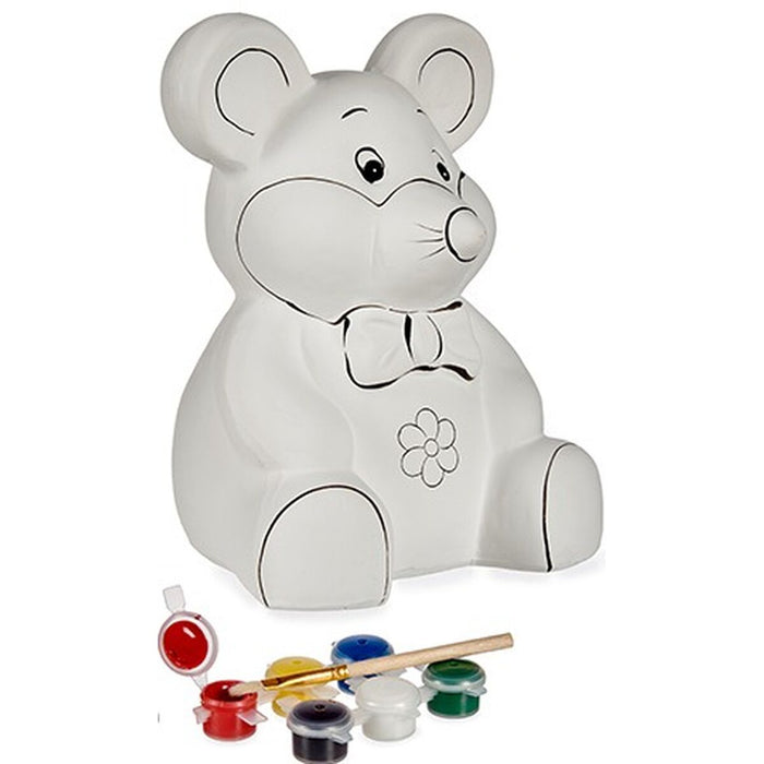 Piggy Bank pentru vopsit Mouse Ceramică 14,7 x 20,8 x 16,3 cm (12 Unități)