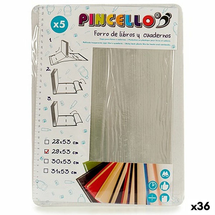Copertă adezivă pentru cărți Transparent Plastic 29 x 53 cm (36 Unități)