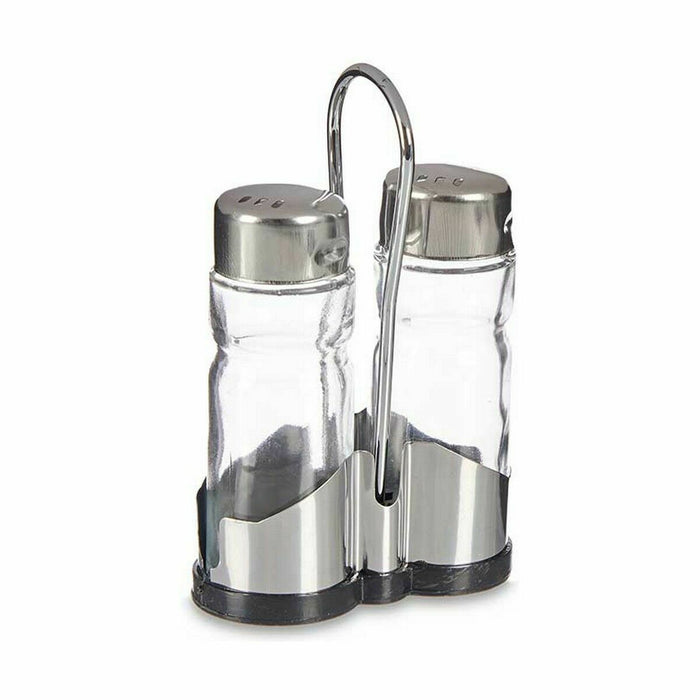 Set Solniță și Piperniță Transparent Metal 3,8 x 12 x 7,8 cm (24 Unități)