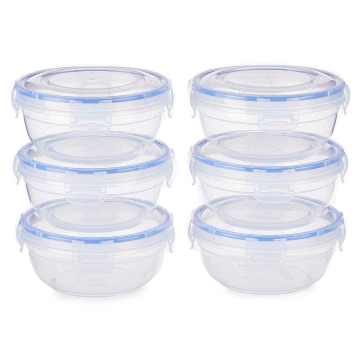 Set de Cutii pentru Prânz Ermetic Albastru Transparent Plastic 800 ml 15,5 x 7,5 x 15,5 cm (8 Unități)