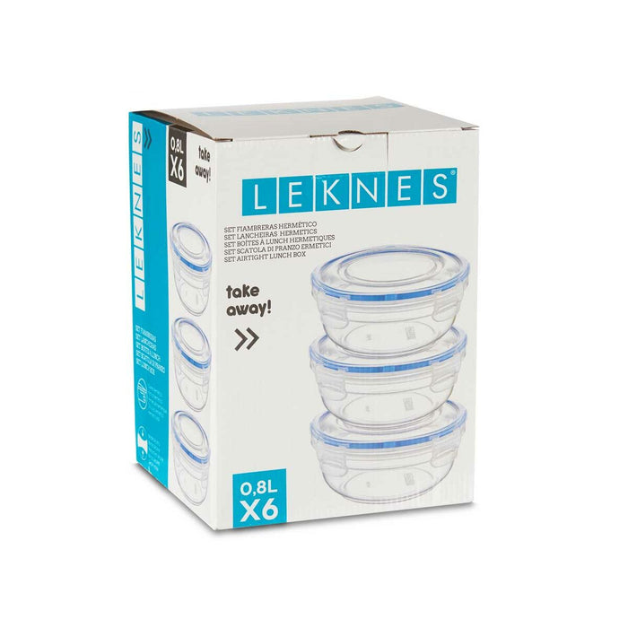Set de Cutii pentru Prânz Ermetic Albastru Transparent Plastic 800 ml 15,5 x 7,5 x 15,5 cm (8 Unități)