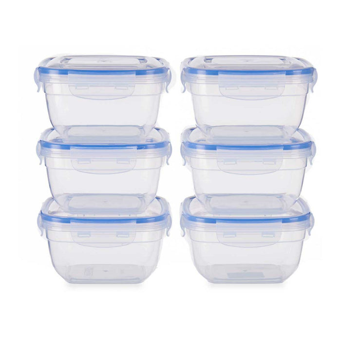 Set de Cutii pentru Prânz Ermetic Albastru Transparent Plastic 900 ml 14,5 x 8,5 x 14,5 cm (8 Unități)