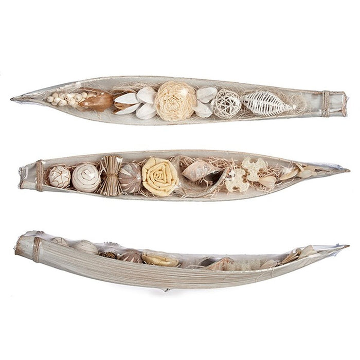 Decorațiune pentru Centrul Mesei Gri Natural răchită 69 x 9,5 x 9 cm (12 Unități)