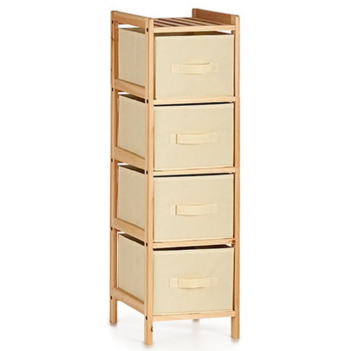 Dulap cu Sertare Crem Lemn Textilă 28 x 89 x 29,5 cm (2 Unități)