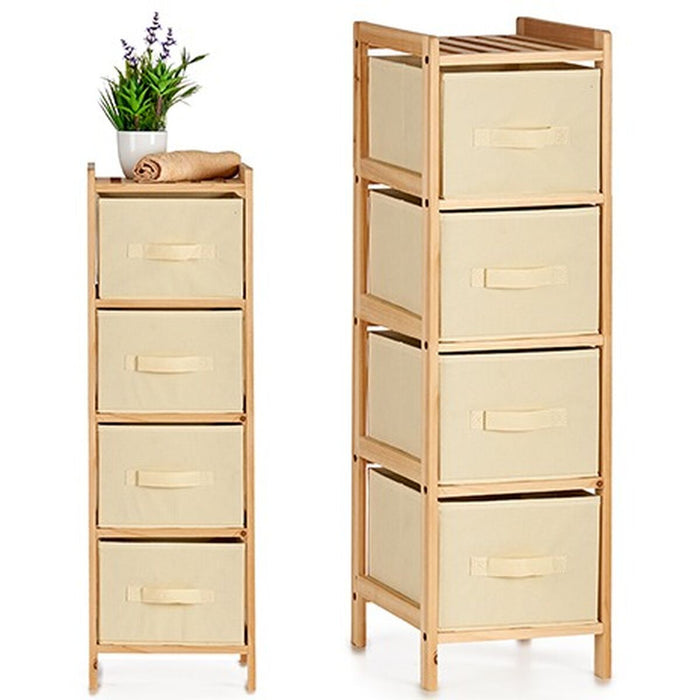 Dulap cu Sertare Crem Lemn Textilă 28 x 89 x 29,5 cm (2 Unități)