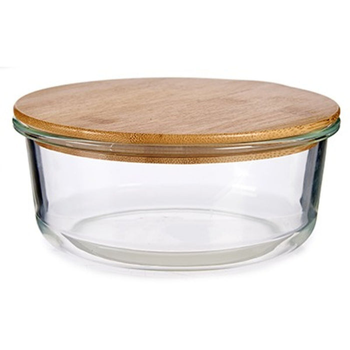 Cutie rotundă pentru prânz cu capac Bambus 17 x 7 x 17 cm (12 Unități)
