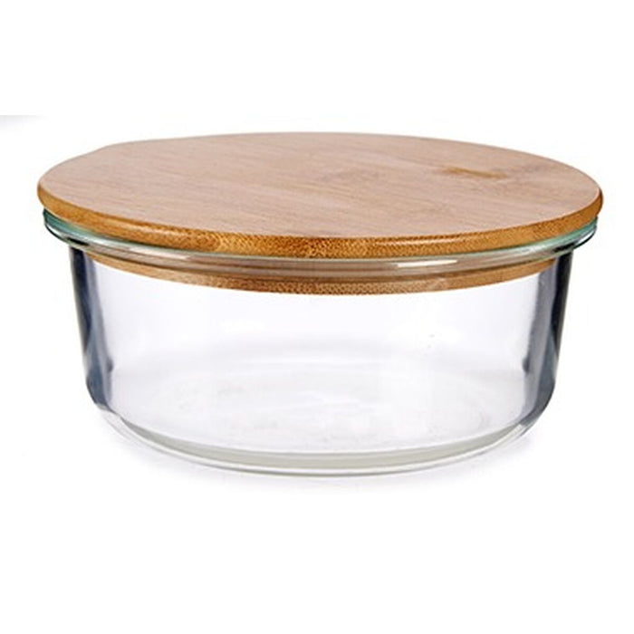 Cutie rotundă pentru prânz cu capac Bambus 15 x 6,5 x 15 cm (12 Unități)