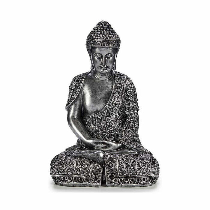 Figură Decorativă Buda Stând Argintiu 17 x 32,5 x 22 cm (4 Unități)