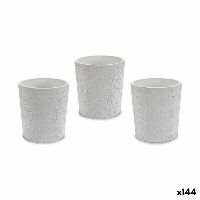 Ghiveci Model Alb Ceramică 12,3 x 12 x 12,3 cm (144 Unități)
