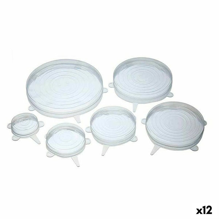 Set de capace de bucătărie reutilizabile și reglabile Transparent Silicon (12 Unități)