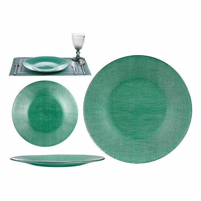 Platou Plat Verde Sticlă 27,5 x 2 x 27,5 cm (6 Unități)