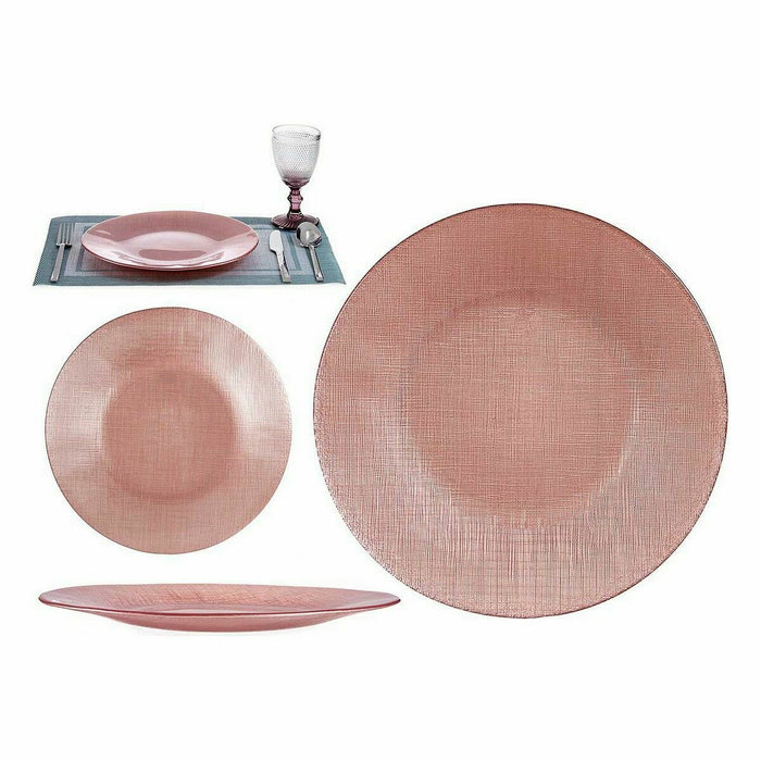 Platou Plat Roz Sticlă 26,6 x 2 x 26,6 cm (6 Unități)