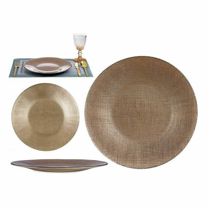 Platou Plat Auriu* Sticlă 27 x 2 x 27 cm (6 Unități)