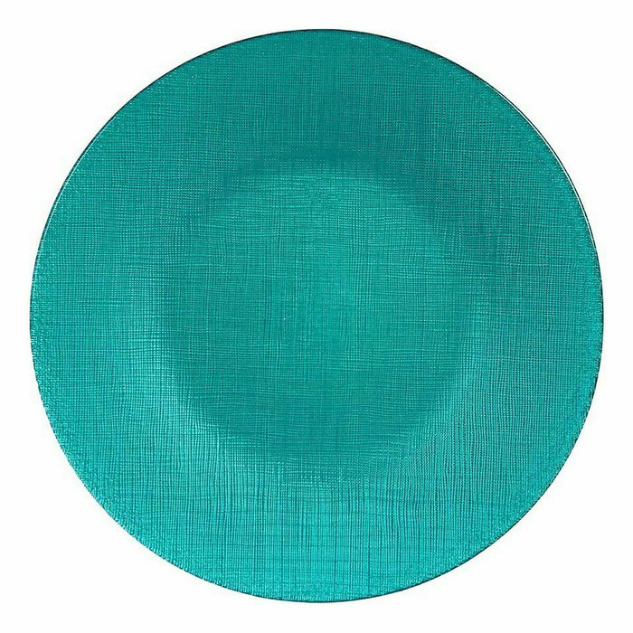 Platou Plat Turquoise Sticlă 27,5 x 2 x 27,5 cm (6 Unități)