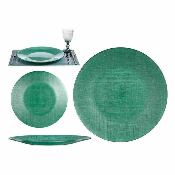 Platou Plat Verde Sticlă 32,5 x 2,5 x 32,5 cm (6 Unități)